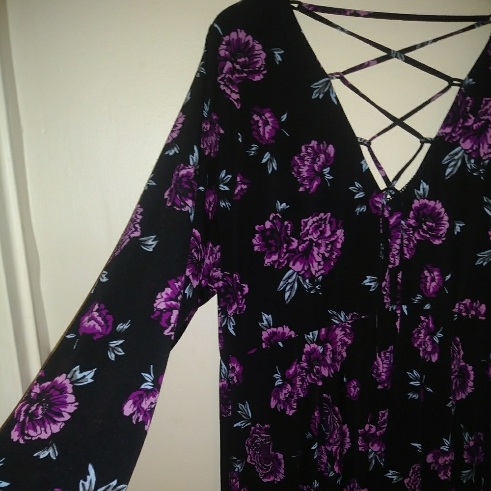 Torrid floral lace up skater dress